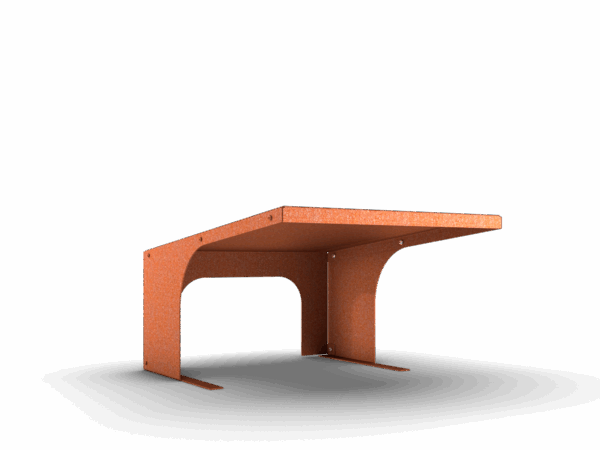 Robothus Rustik i corten. Robotgarage för robotgräsklippare