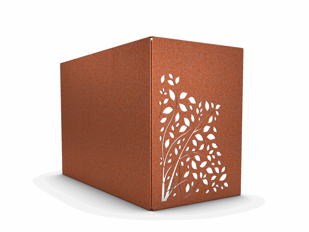 Sopkärlsskydd Large, Medium, Small i corten, mod Grönska