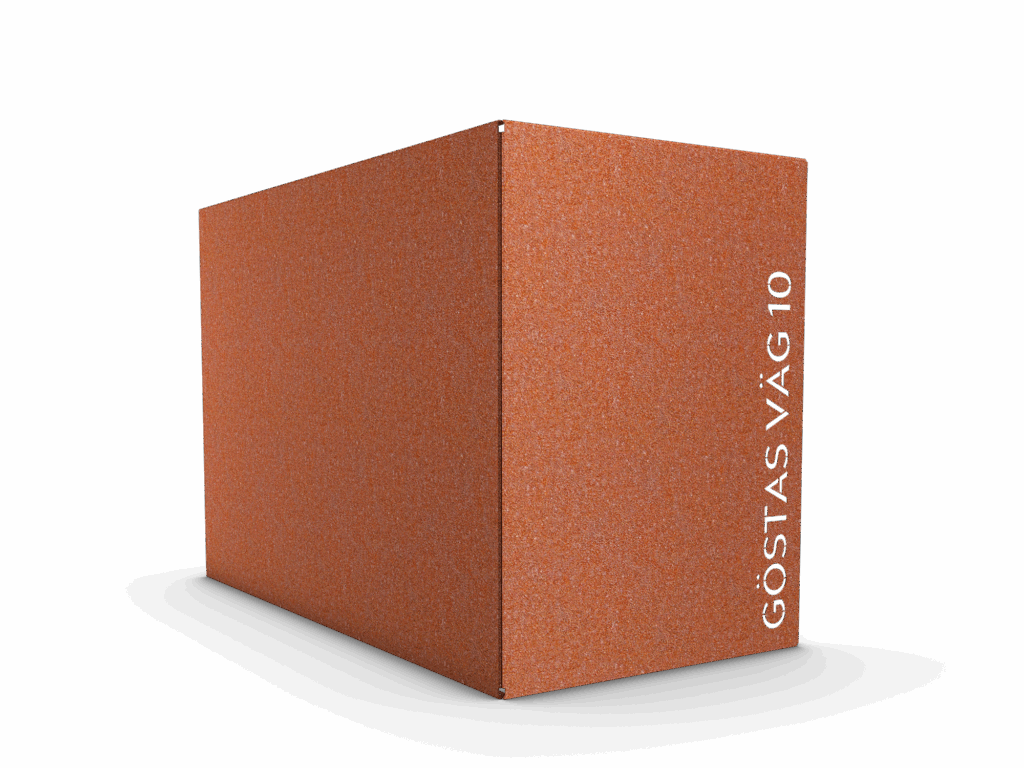 Sopkärlsskydd Large, Medium, Small i corten, mod Adress