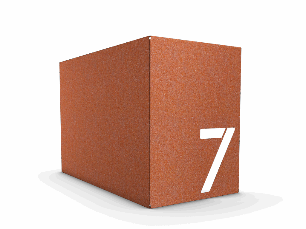 Sopkärlsskydd Large, Medium, Small i corten, modell Nummer