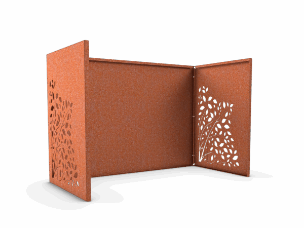 Sopkärlsskydd Large, Medium, Small i corten, modell Grönska