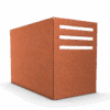 Sopkärlsskydd Large, Medium, Small i corten, mod Strimma