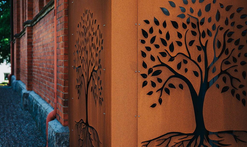 Värmepumpskydd i cortenstål i Östra Grevie