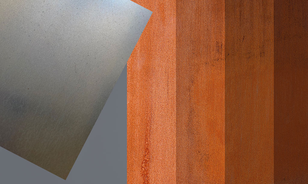 Material - corten, lackerat, galvaniserat