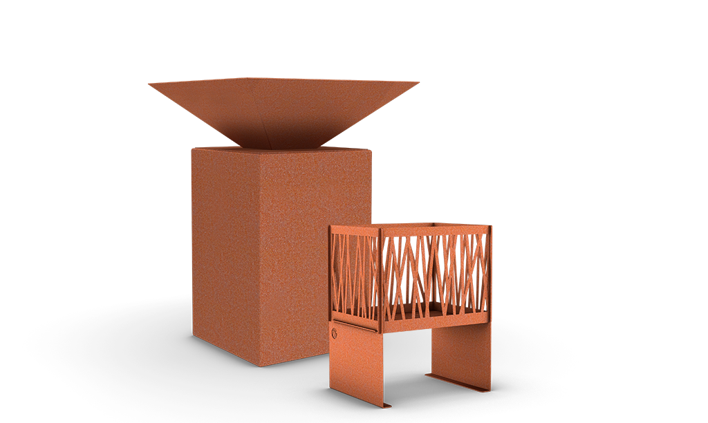 Eldstäder i cortenstål