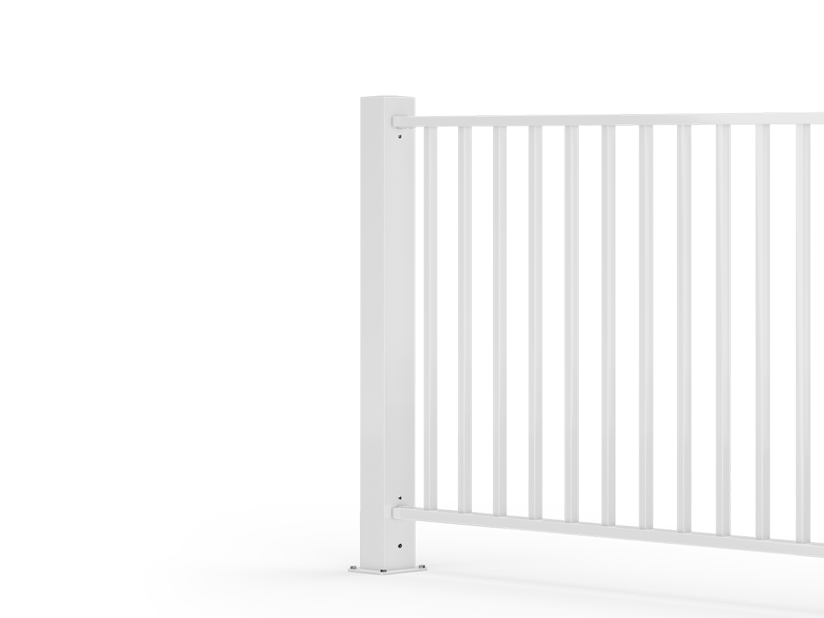 Kantstolpe till staket Fagerhult i vitlackerad aluminium